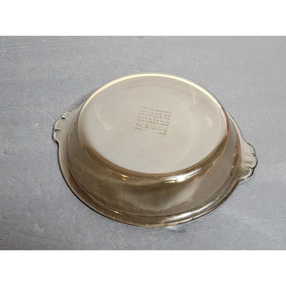 Vintage Amber Pyrex 207 Pie Plate Glass 18cm Corning Scalloped Handles